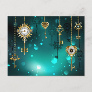 Antique Skeleton Keys on Green Background Advice Card