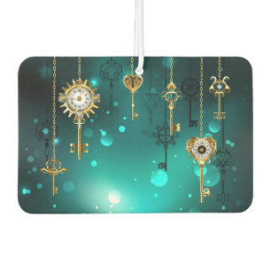 Antique Skeleton Keys on Green Background Air Freshener