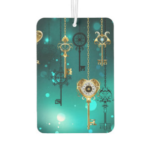 Antique Skeleton Keys on Green Background Air Freshener