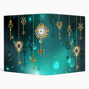 Antique Skeleton Keys on Green Background Binder