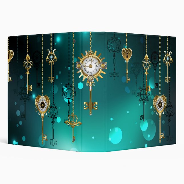 Antique Skeleton Keys on Green Background Binder (Background)