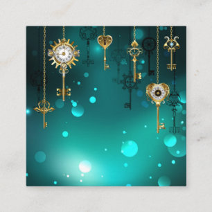 Antique Skeleton Keys on Green Background Calling Card