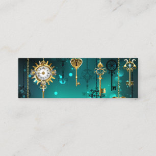 Antique Skeleton Keys on Green Background Calling Card
