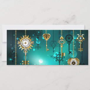 Antique Skeleton Keys on Green Background Card