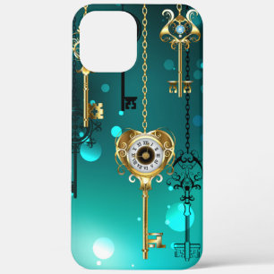 Antique Skeleton Keys on Green Background iPhone 12 Pro Max Case