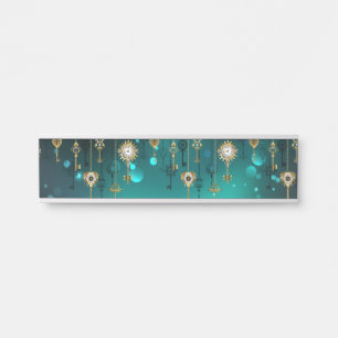 Antique Skeleton Keys on Green Background Door Sign