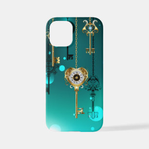 Antique Skeleton Keys on Green Background iPhone 12 Mini Case