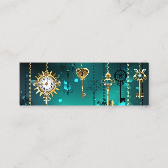 Antique Skeleton Keys on Green Background Loyalty Card (Front)