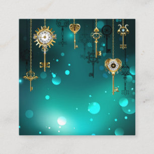 Antique Skeleton Keys on Green Background Loyalty Card