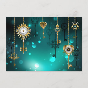 Antique Skeleton Keys on Green Background Menu