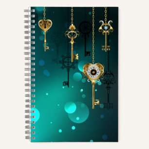 Antique Skeleton Keys on Green Background Notebook
