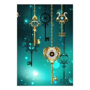 Antique Skeleton Keys on Green Background Photo Print