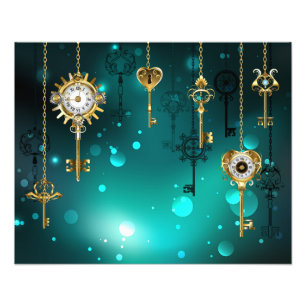 Antique Skeleton Keys on Green Background Photo Print