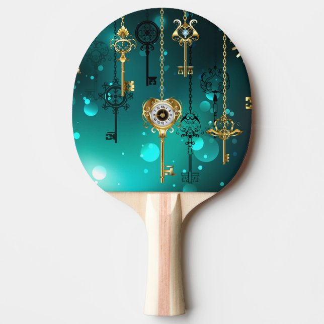 Antique Skeleton Keys on Green Background Ping Pong Paddle (Front)
