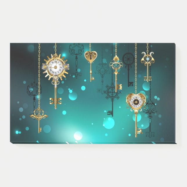 Antique Skeleton Keys on Green Background Post-it Notes (Front)