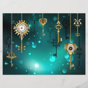 Antique Skeleton Keys on Green Background Program