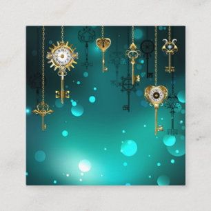 Antique Skeleton Keys on Green Background Referral Card