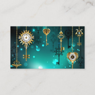 Antique Skeleton Keys on Green Background Referral Card