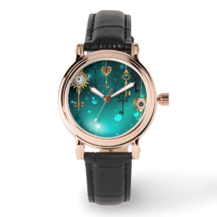 Antique Skeleton Keys on Green Background Watch
