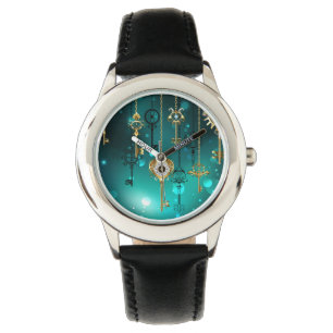 Antique Skeleton Keys on Green Background Watch