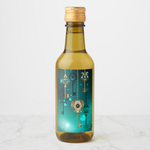Antique Skeleton Keys on Green Background Wine Label