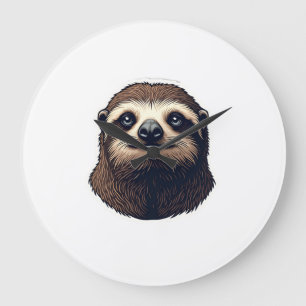 Antique Sloth Illustration Vintage Tee (2) Large Clock