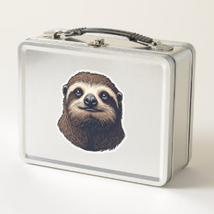 Antique Sloth Illustration Vintage Tee (2) Metal Lunch Box