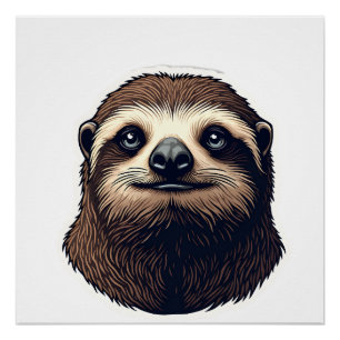Antique Sloth Illustration Vintage Tee (2) Poster