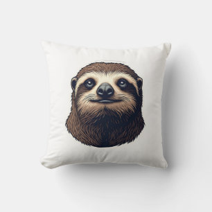 Antique Sloth Illustration Vintage Tee (2) Throw Pillow