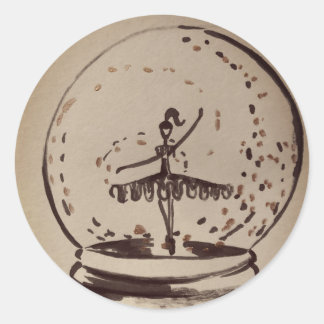 Antique Snow Globe Ballerina Classic Round Sticker