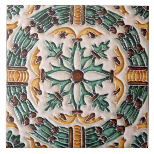Antique Spanish Vintage Majolica Tile
