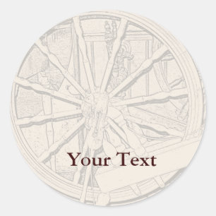 Antique Spinning Wheel Arts Craft Sticker Name Tag