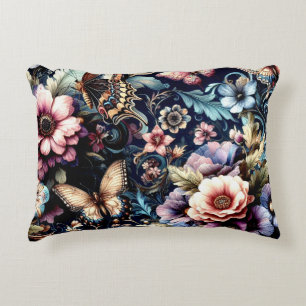 Antique Spring Flowers and Butterflies  Accent Pillow