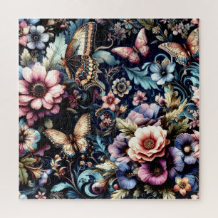 Antique Spring Flowers and Butterflies Jigsaw Puzzle