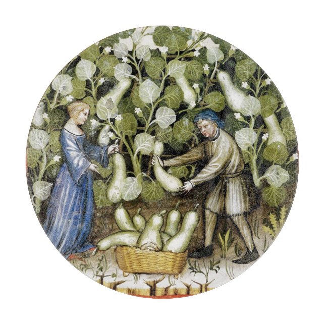 ANTIQUE SQUASH  HARVEST Medieval Miniature Cutting Cutting Board (Front)