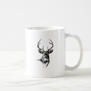 Antique stag art drawing handmade nature coffee mug