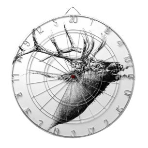 Antique stag art drawing handmade nature dartboard