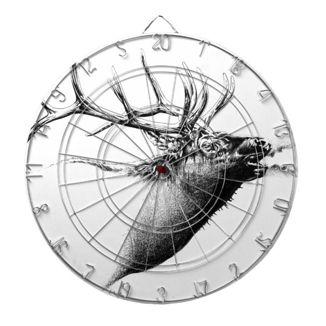 Antique stag art drawing handmade nature dartboard (Front)