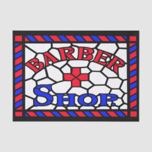 Antique Stained Glass Barbershop Sign Tissue Paper