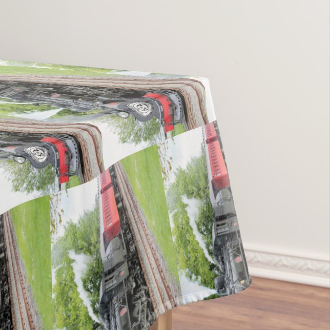 Antique Steam Engine Train Tablecloth (In Situ)