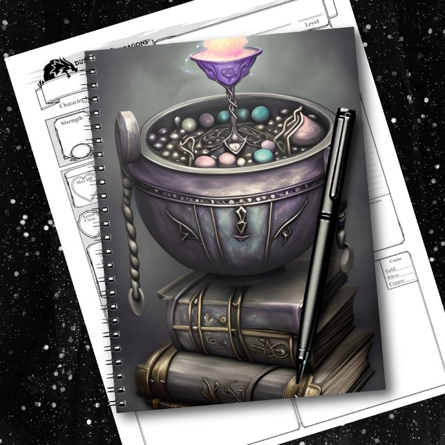 Antique Steampunk Cauldron on Stack of Spell Books (Creator Uploaded)