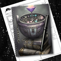 Antique Steampunk Cauldron sur la pile de livres d