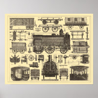 Antique Steampunk Locomotive Rail Car Train Art