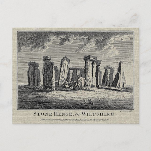 Antique Stonehenge woodcut Stone Circle Engraving Postcard (Front)