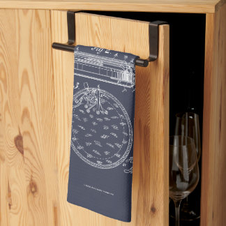 Antique Stopwatch, 1889 Patent Drawing Kitchen Towel