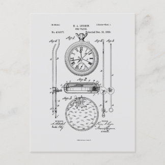 Antique Stopwatch, 1889 Patent Drawing Postcard