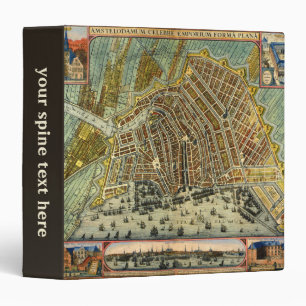 Antique Street Map of Amsterdam, Netherlands Binder