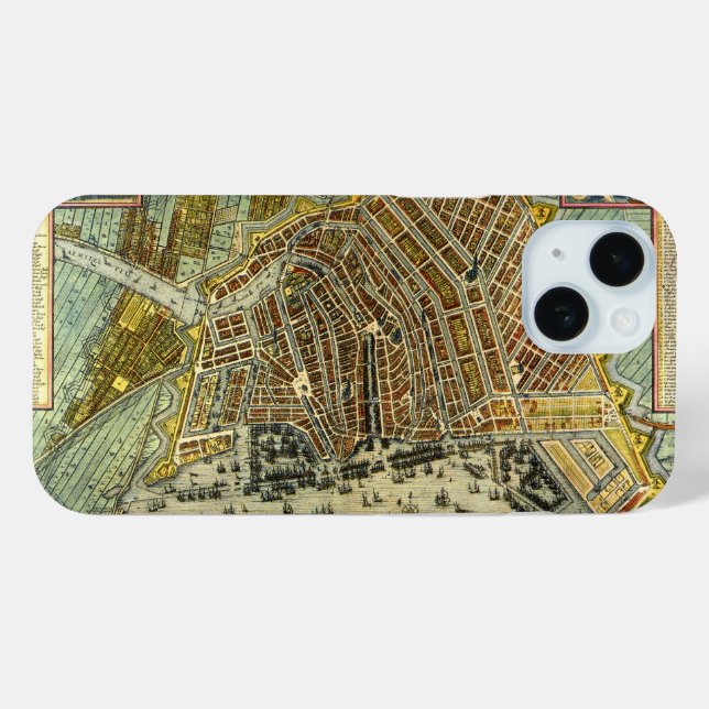 Antique Street Map of Amsterdam, Netherlands Case-Mate iPhone Case (Back (Horizontal))