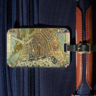 Antique Street Map of Amsterdam, Netherlands Luggage Tag