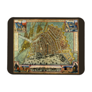 Antique Street Map of Amsterdam, Netherlands Magnet